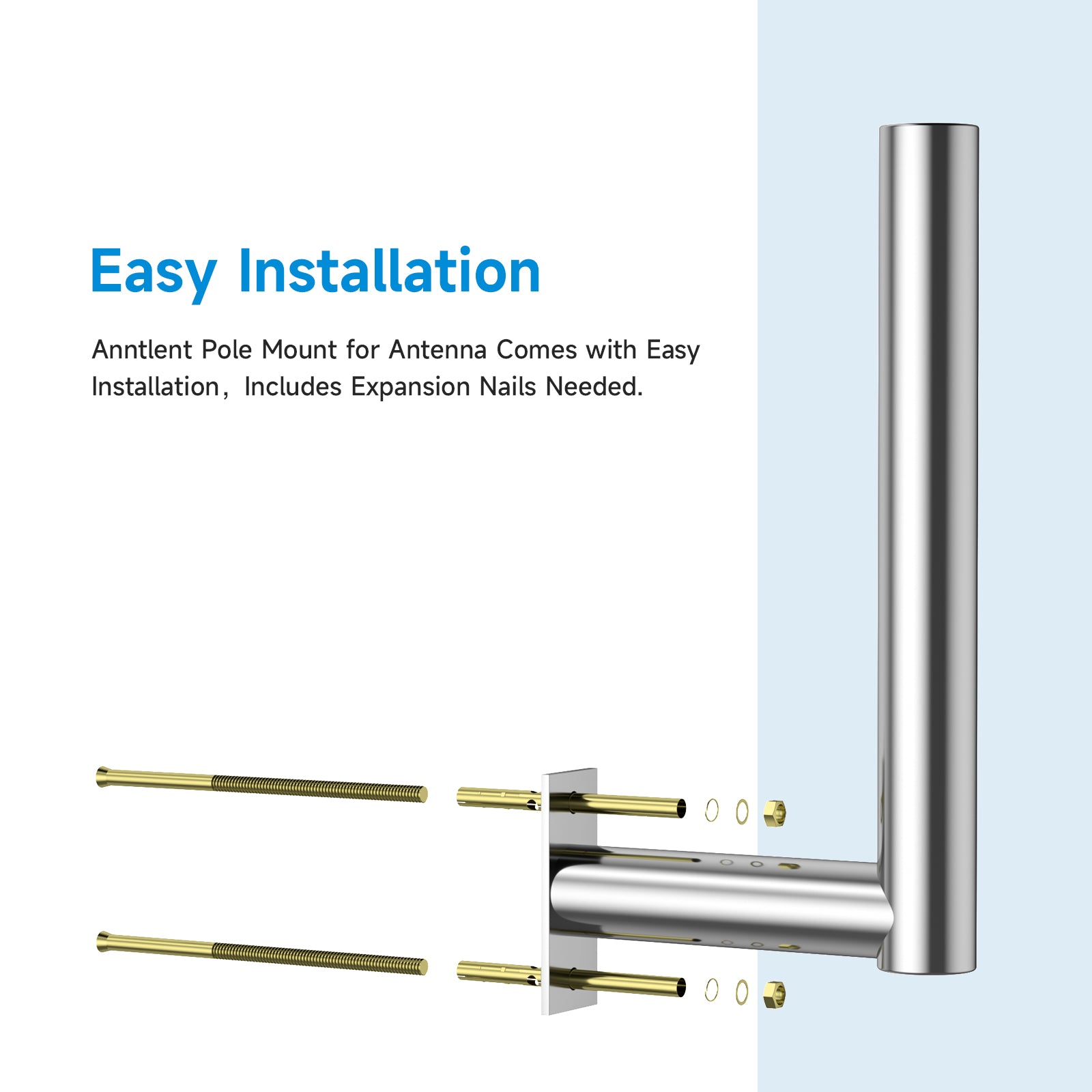 Supporto Per Antenna Esterna In Acciaio - Staffa A L Da 30 Cm Per Tetto O Parete, Universale - Foto 5