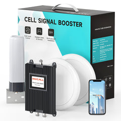Cell Phone Signal Booster for Large Areas on Band 2/4/5/7/12/17/25/66, Cell Phone Booster with 2 Boosters & 2 Indoor Antennas for Weak Signal, Boost 5G 4G LTE 3G GSM for All Canadian Carriers